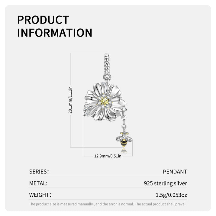 Bee And Flower Necklace 925 Silver Necklace Pendant null