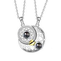 Sun Moon Projection Necklace Languages I Love You Couple Necklace Microcarving Text Photos