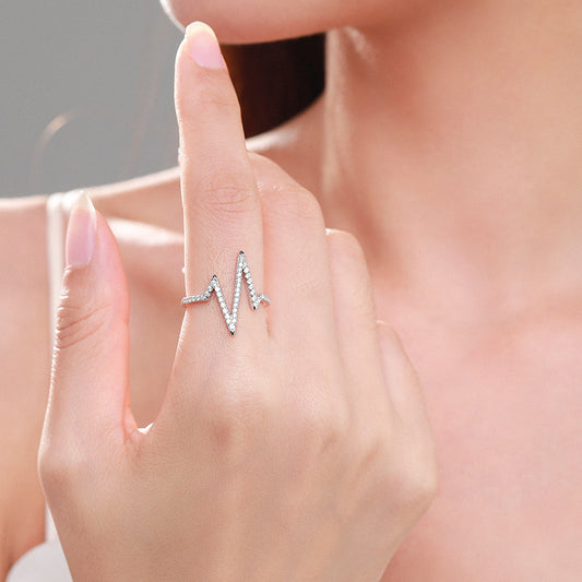 Silver Diamond Lightning Ring