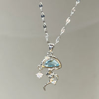 Silver Blue Jellyfish Necklace