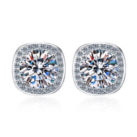 Silver Diamond Stud Earrings