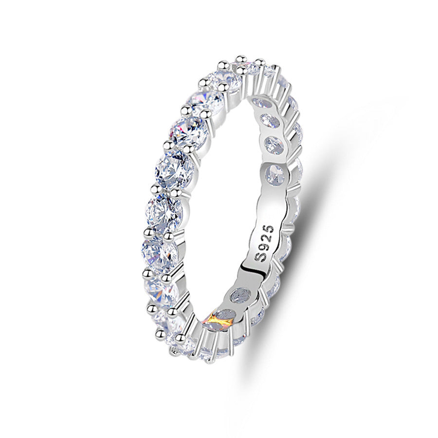 Silver Zircon Row Diamond Ring